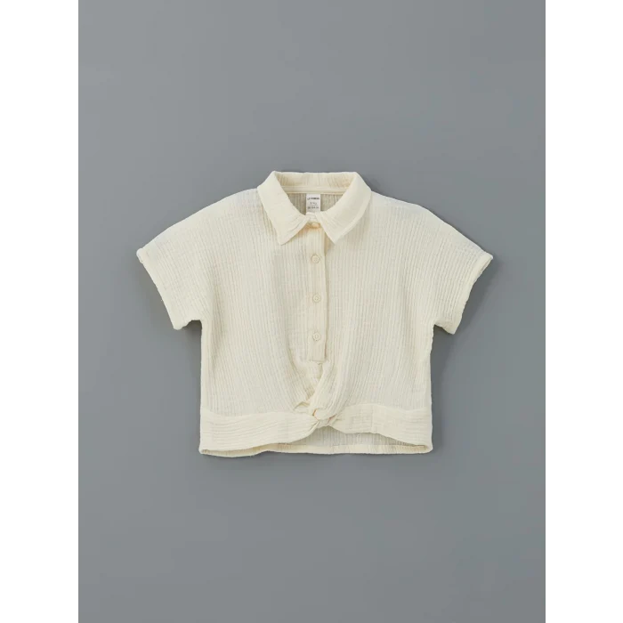 LCW Kids Ekru Basic Kız Çocuk Müslin Gömlek