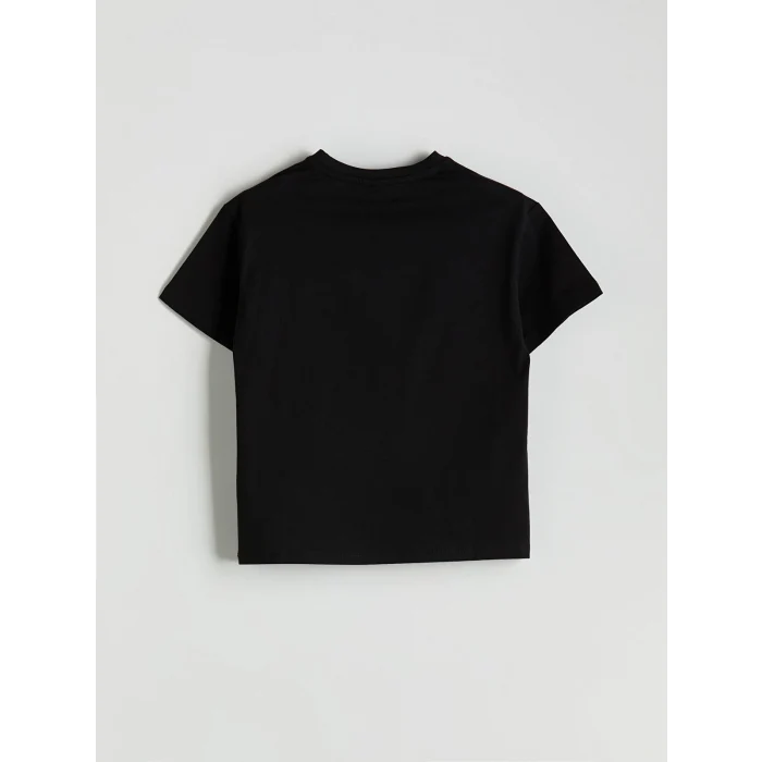 LCW Kids Siyah Bisiklet Yaka Kız Çocuk Tişört