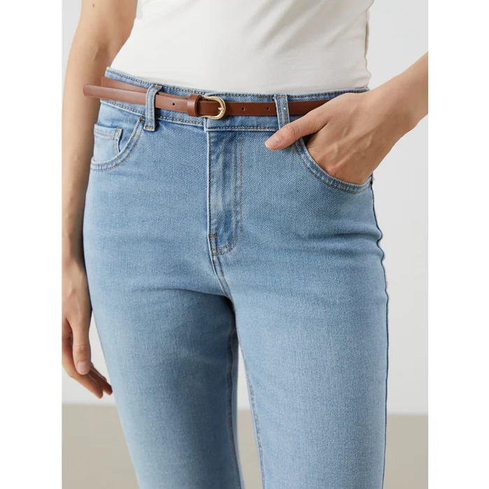 LCW Jeans Indigo Beli Kemerli Mars Flare Kadın Jean Pantolon