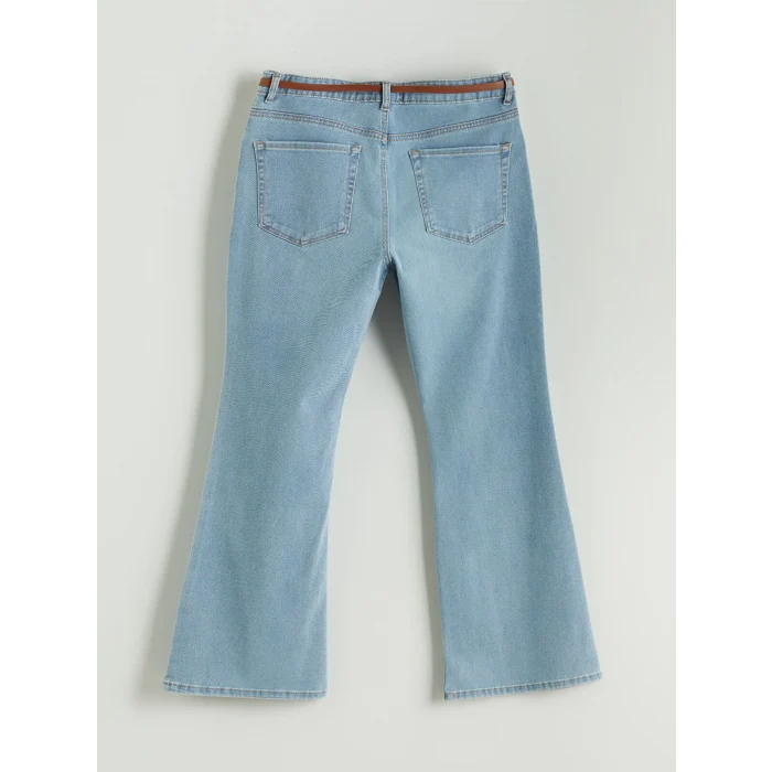 LCW Jeans Indigo Beli Kemerli Mars Flare Kadın Jean Pantolon