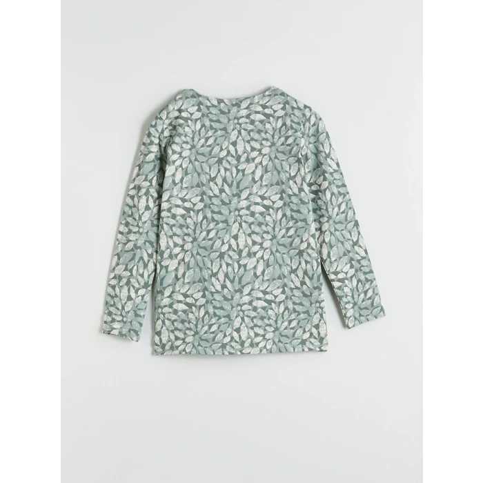 LCW Grace Yeşil Bisiklet Yaka Çiçekli Bluz