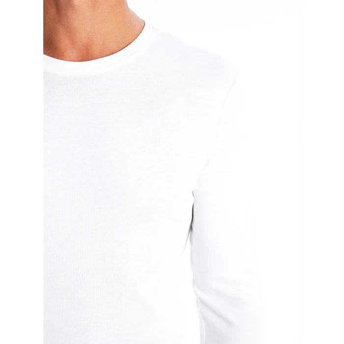 LCWAIKIKI Classic Beyaz Bisiklet Yaka Uzun Kollu Penye Erkek Tişört