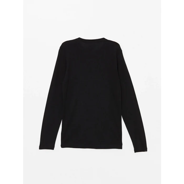 LCWAIKIKI Classic Siyah Bisiklet Yaka Uzun Kollu Penye Erkek Tişört