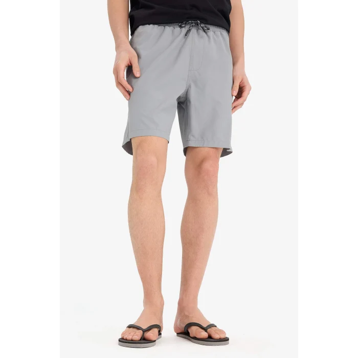 Defacto B7255 Gri Regular Fit File Astarlı Kısa Boy Deniz Şortu
