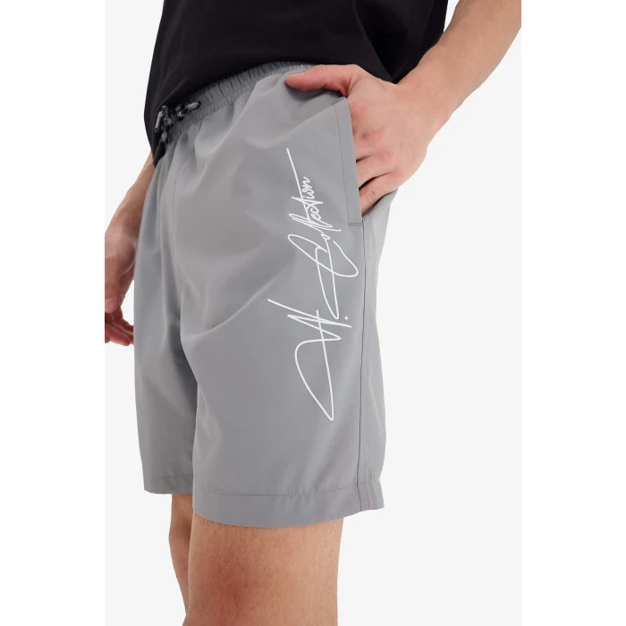 Defacto B7255 Gri Regular Fit File Astarlı Kısa Boy Deniz Şortu
