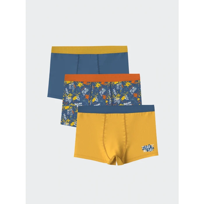 LCW Kids Mavi Baskılı Erkek Çocuk Boxer 3lü