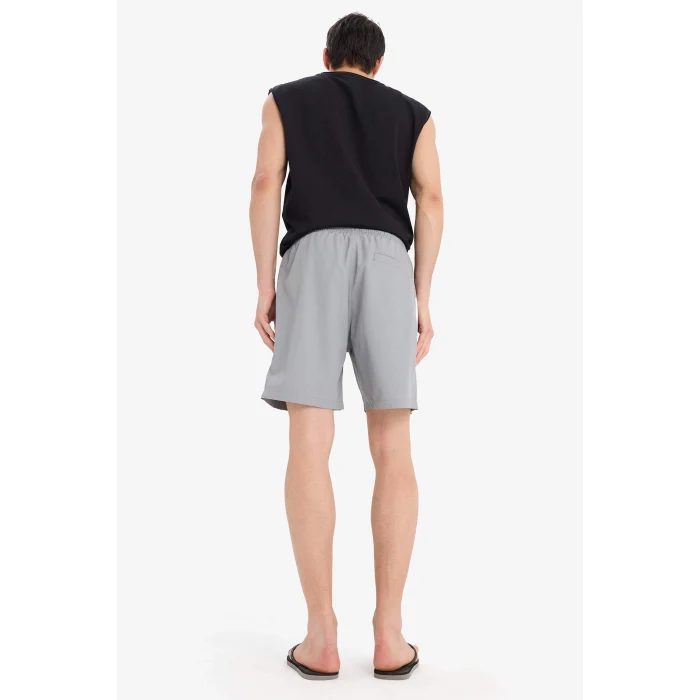Defacto B7255 Gri Regular Fit File Astarlı Kısa Boy Deniz Şortu