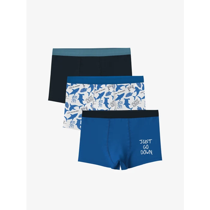 LCW Kids Ekru Baskılı Erkek Çocuk Boxer 3lü