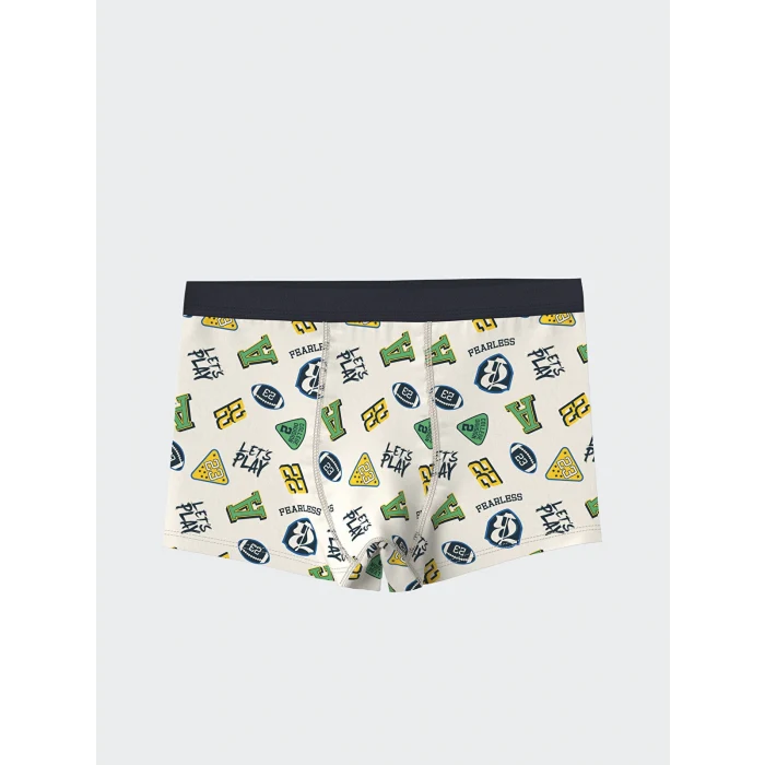 LCW Kids Ekru Baskılı Erkek Çocuk Boxer 3lü
