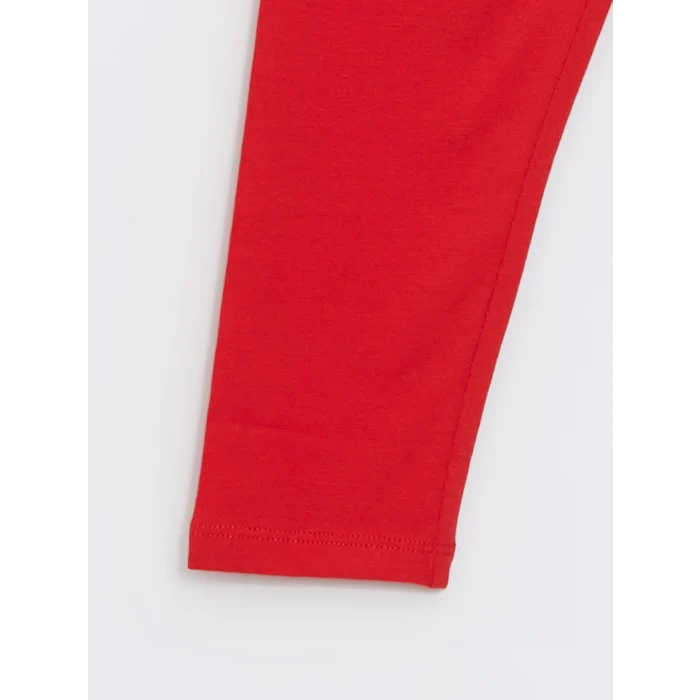 LCW Kids Kirmizi Beli Lastikli Kız Bebek Tayt 2li