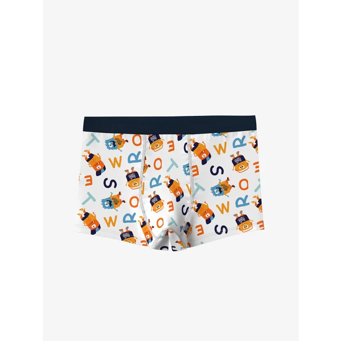 LCW Kids Beyaz Baskılı Erkek Çocuk Boxer 3lü