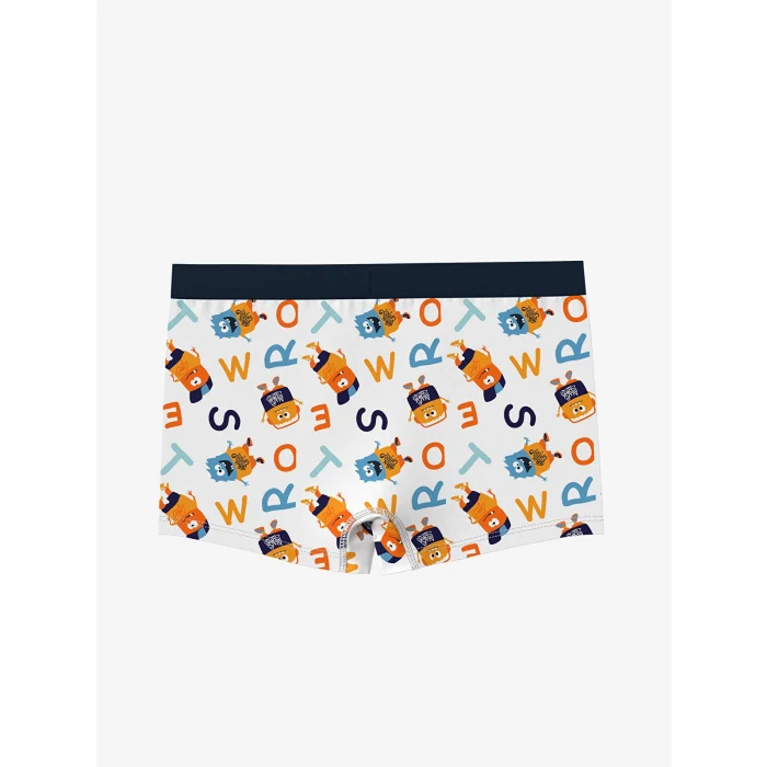 LCW Kids Beyaz Baskılı Erkek Çocuk Boxer 3lü