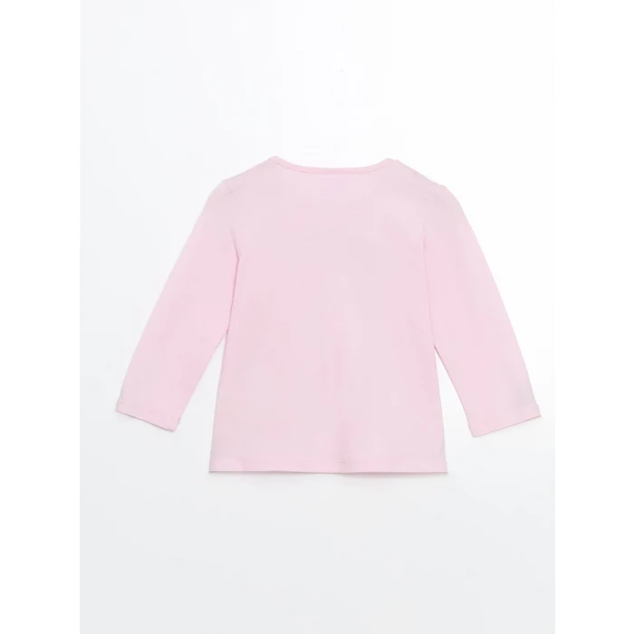 LCW Kids Pembe Bisiklet Yaka Baskılı Kız Çocuk Pijama Takımı