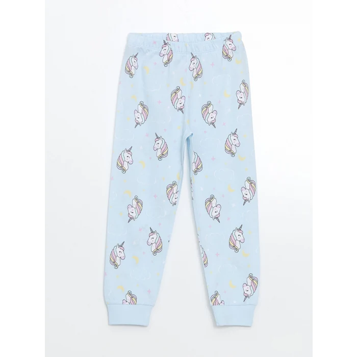 LCW Kids Pembe Bisiklet Yaka Baskılı Kız Çocuk Pijama Takımı