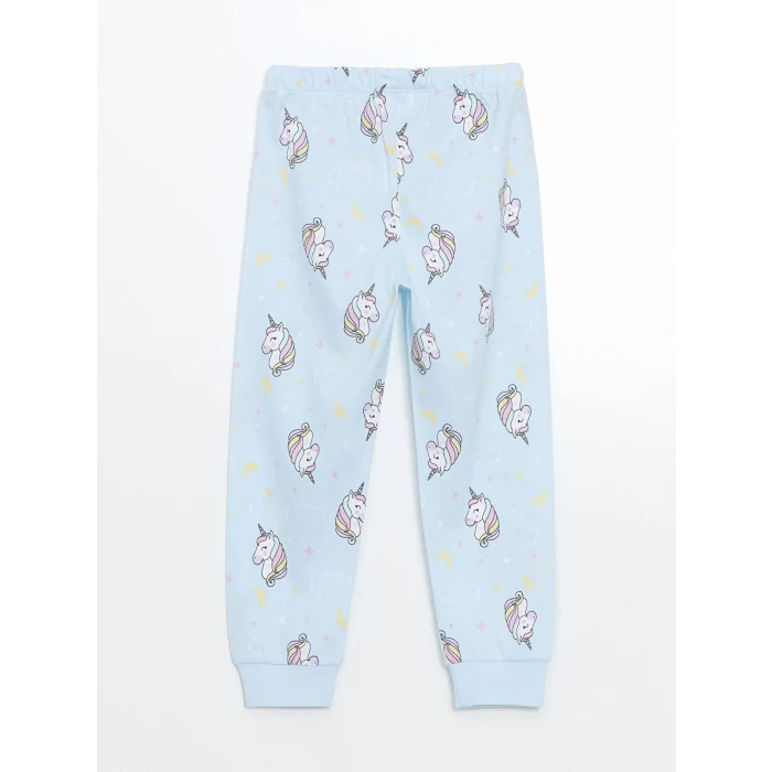 LCW Kids Pembe Bisiklet Yaka Baskılı Kız Çocuk Pijama Takımı