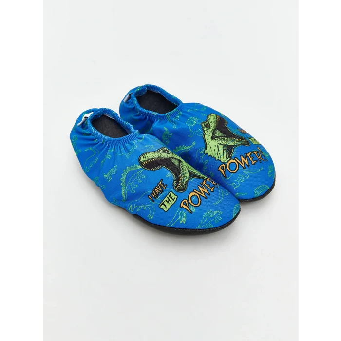 SLIPSTOP Mavi Dinozor Baskılı Erkek Çocuk Deniz Ayakkabısı