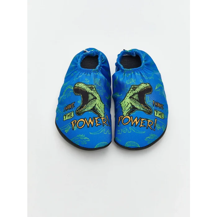 SLIPSTOP Mavi Dinozor Baskılı Erkek Çocuk Deniz Ayakkabısı