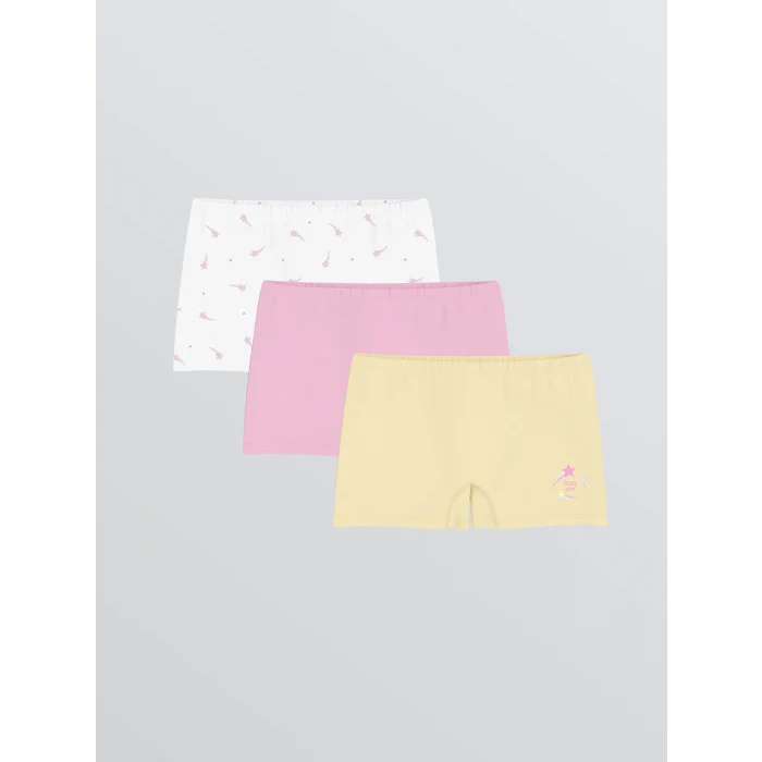 LCW Kids Sari Baskılı Kız Çocuk Boxer 3lü