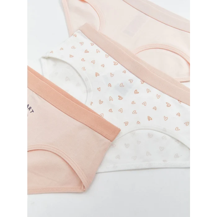 LCW Kids Ekru Baskılı Kız Çocuk Külot 3lü
