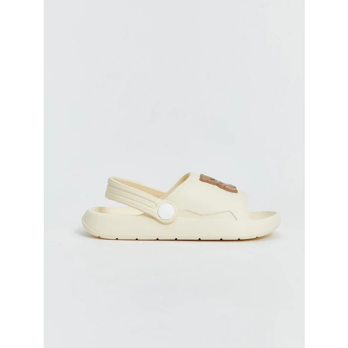 LCW STEPS Ekru Ayı Baskılı Kız Bebek Terlik