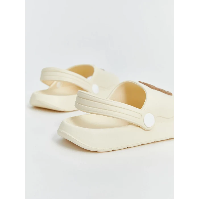 LCW STEPS Ekru Ayı Baskılı Kız Bebek Terlik