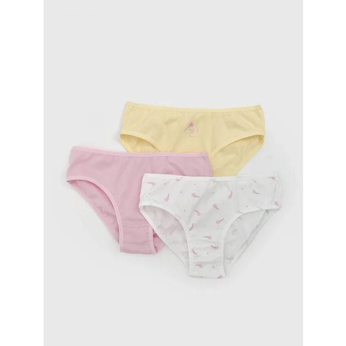 LCW Kids Sari Baskılı Kız Çocuk Külot 3lü