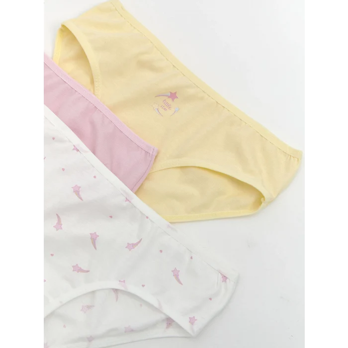 LCW Kids Sari Baskılı Kız Çocuk Külot 3lü