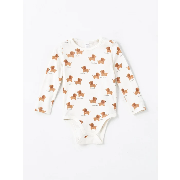 LCW baby Yeşil Bisiklet Yaka Baskılı Erkek Bebek Çıtçıtlı Bodysuit 2li