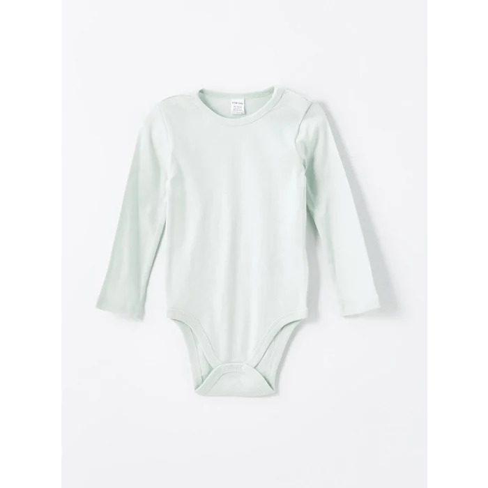 LCW baby Yeşil Bisiklet Yaka Baskılı Erkek Bebek Çıtçıtlı Bodysuit 2li