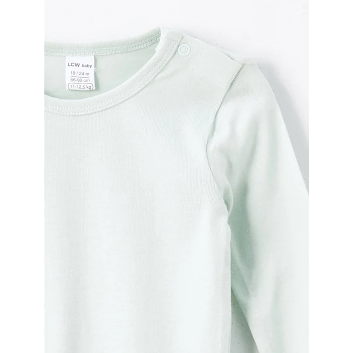 LCW baby Yeşil Bisiklet Yaka Baskılı Erkek Bebek Çıtçıtlı Bodysuit 2li