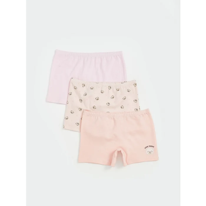 LCW Kids Pembe Ayı Teddy Baskılı Kız Çocuk Boxer 3lü
