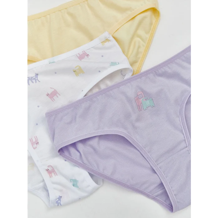 LCW Kids Beyaz Baskılı Kız Çocuk Külot 3lü