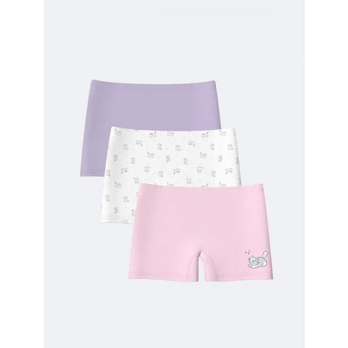 LCW Kids Pembe Baskılı Kız Çocuk Boxer 3lü