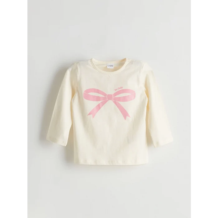 LCW Kids Ekru Kurdele Detaylı Kız Çocuk Pijama Takım