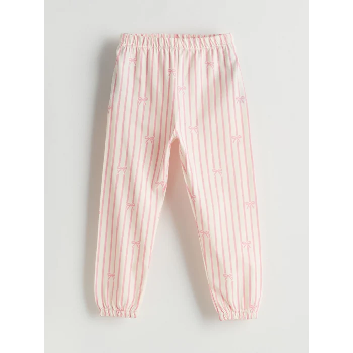 LCW Kids Ekru Kurdele Detaylı Kız Çocuk Pijama Takım