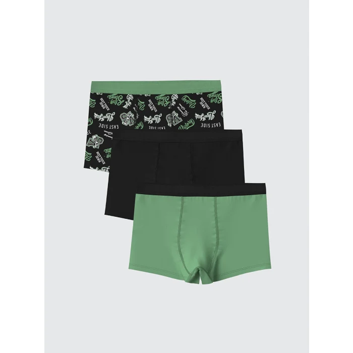 LCW Kids Siyah Baskılı Erkek Çocuk Boxer 3lü