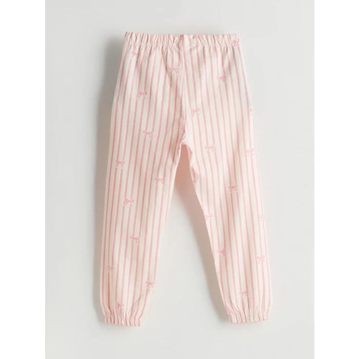 LCW Kids Ekru Kurdele Detaylı Kız Çocuk Pijama Takım