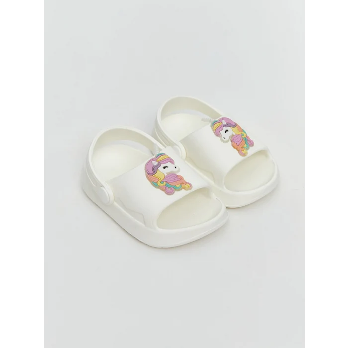 LCW STEPS Beyaz Baskılı Kız Bebek Sandalet