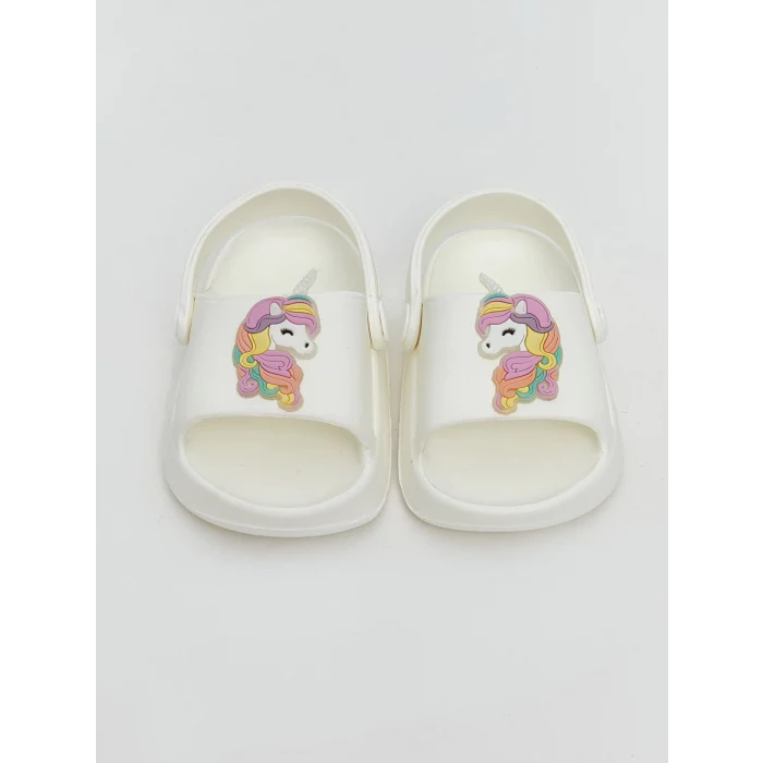 LCW STEPS Beyaz Baskılı Kız Bebek Sandalet