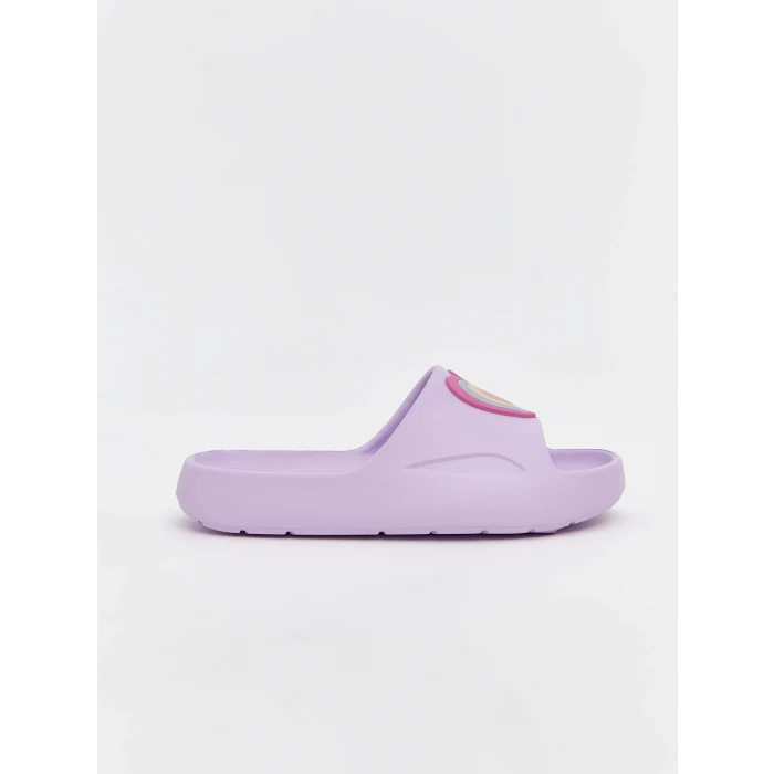 LCW STEPS Lila Kalp Baskılı Kız Çocuk Terlik