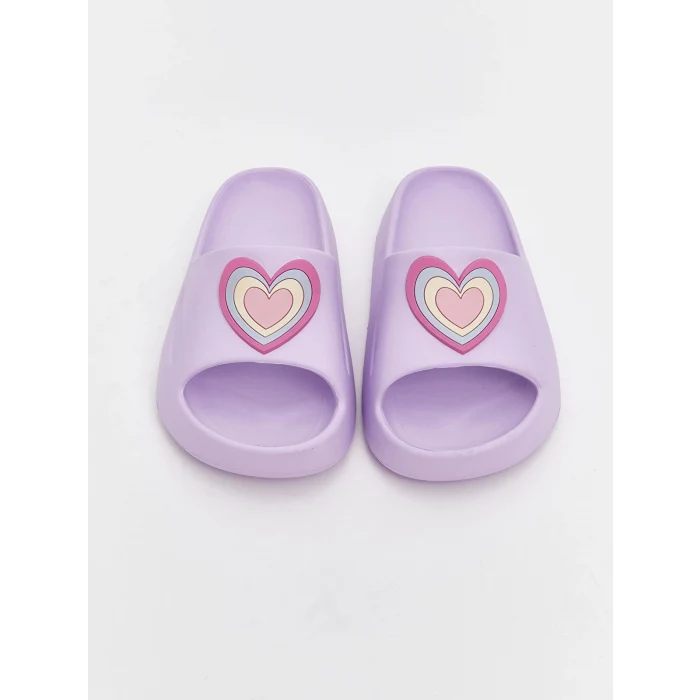 LCW STEPS Lila Kalp Baskılı Kız Çocuk Terlik
