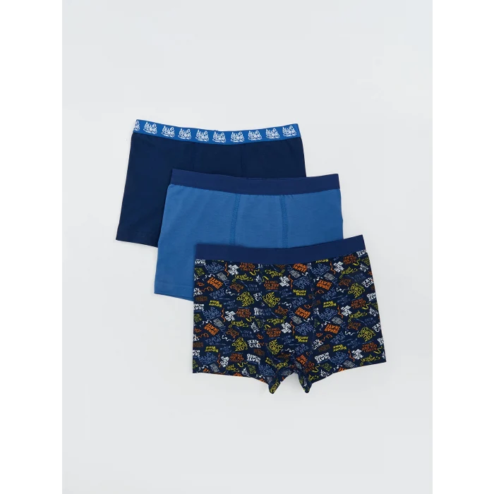 LCW Kids Lacivert Baskılı Erkek Çocuk Boxer 3lü