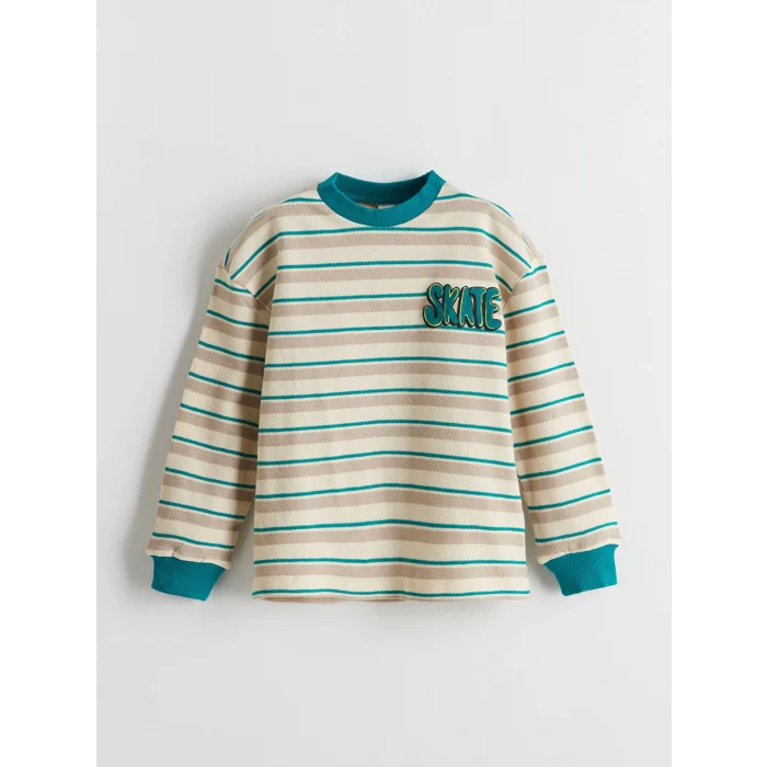 LCW Kids Bej Bisiklet Yaka Baskılı Erkek Çocuk Tişört 2li