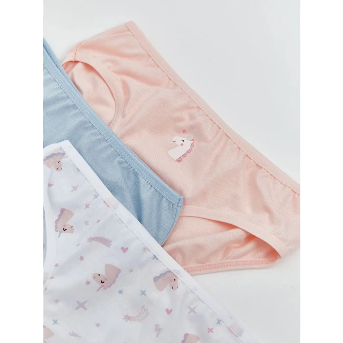 LCW Kids Beyaz Baskılı Kız Çocuk Külot 3lü