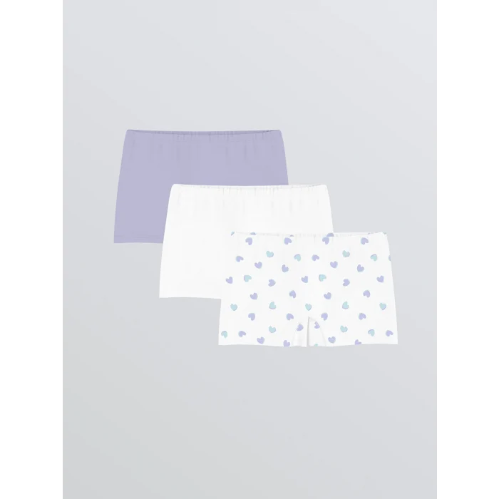 LCW Kids Beyaz Baskılı Kız Çocuk Boxer 3lü