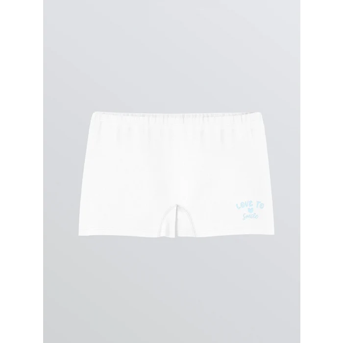 LCW Kids Beyaz Baskılı Kız Çocuk Boxer 3lü