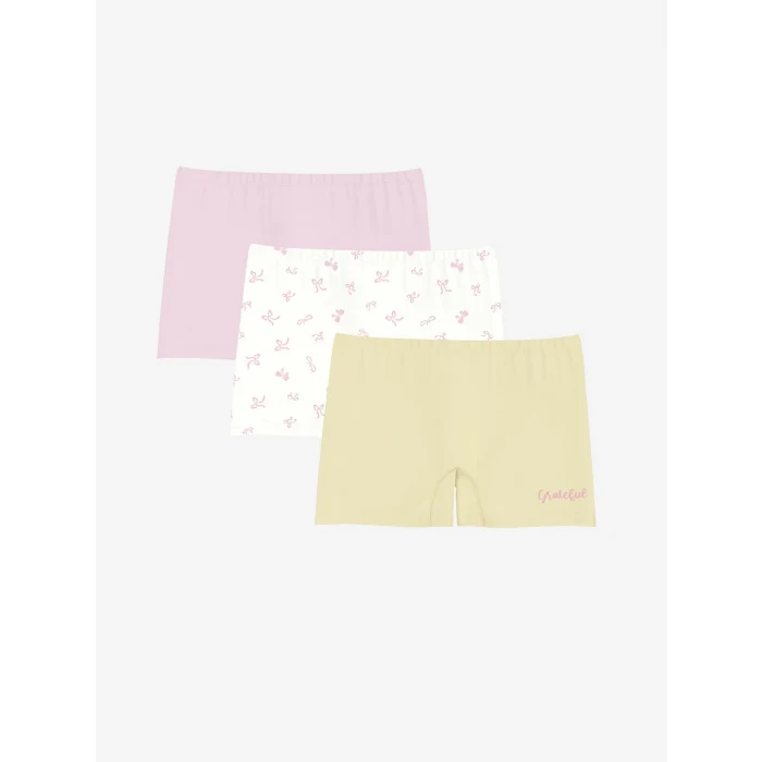 LCW Kids Sari Baskılı Kız Çocuk Boxer 3lü