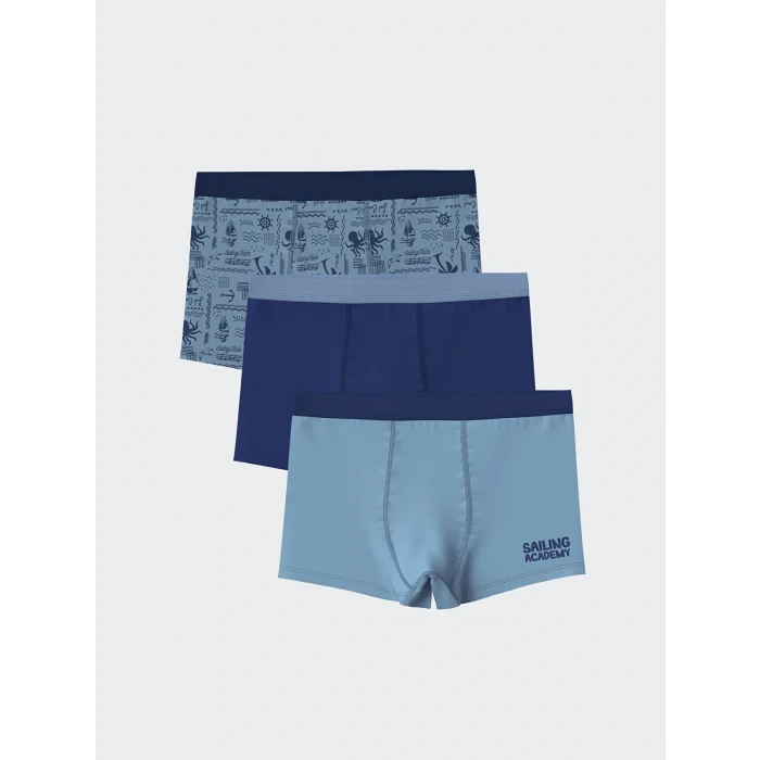 LCW Kids Mavi Baskılı Erkek Çocuk Boxer 3lü