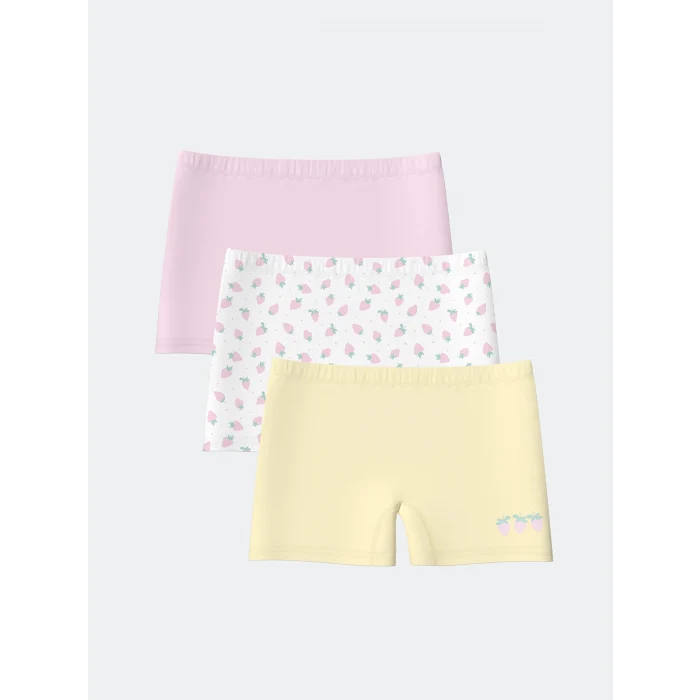 LCW Kids Ekru Baskılı Kız Çocuk Boxer 3lü