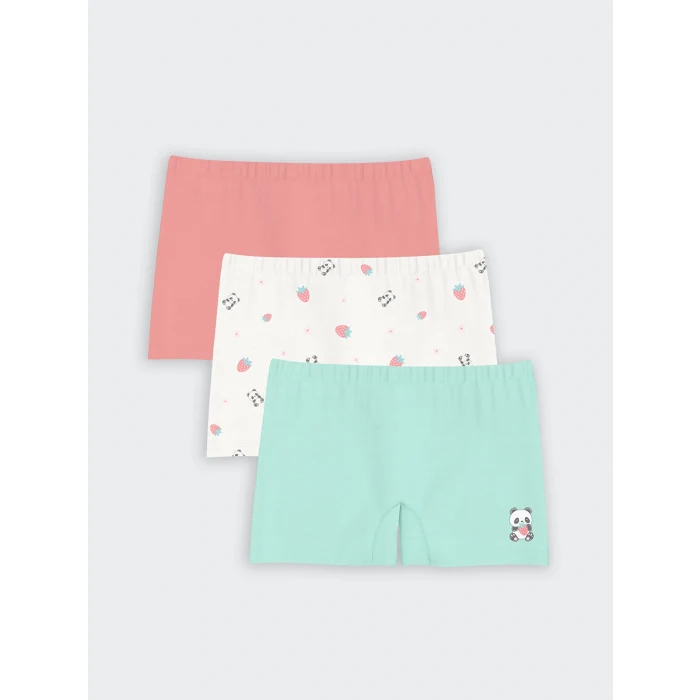 LCW Kids Mavi Baskılı Kız Çocuk Boxer 3lü